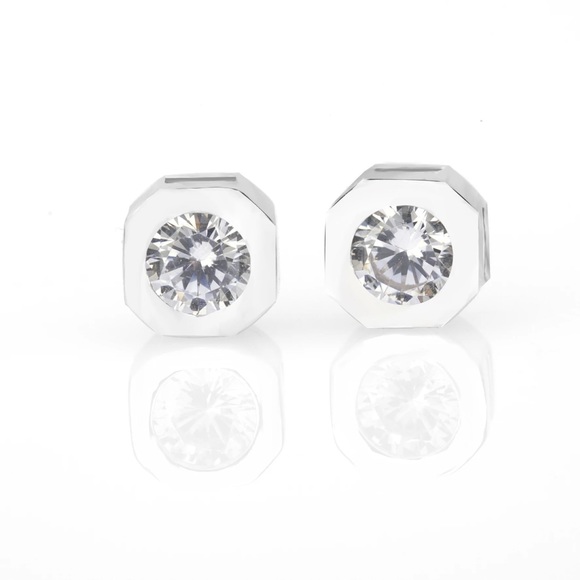 Stud Crystal Earrings white Gold - Picture 5 of 7